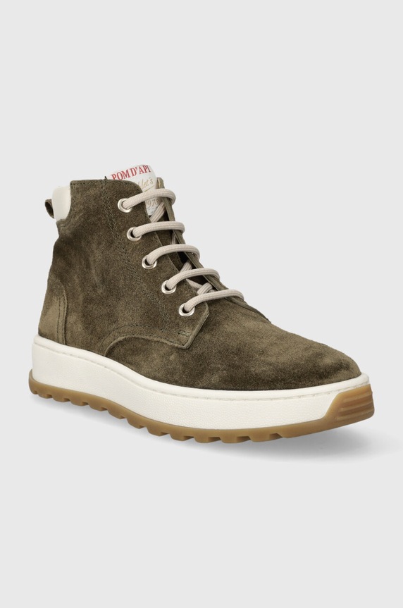 Pom D'api półbuty zamszowe dziecięce FLOW BOOTS P1QPEI0401.31.34 zielony AW23