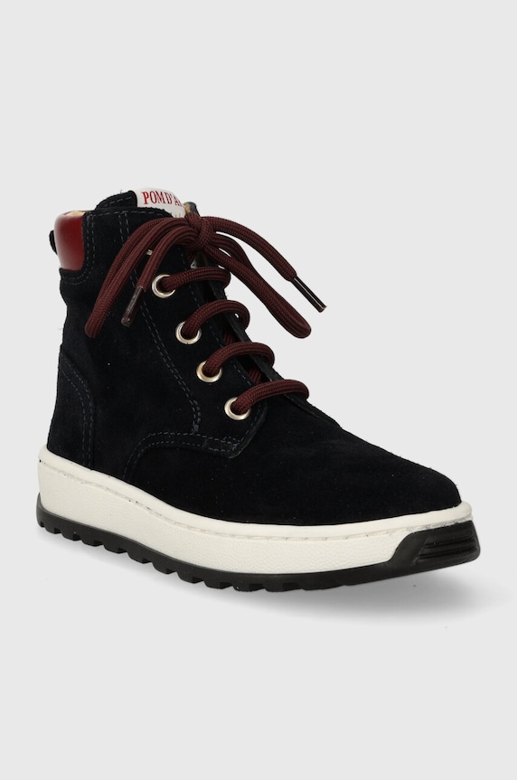 Pom D'api półbuty zamszowe dziecięce FLOW BOOTS P1QPEP0402.24.27 granatowy AW23