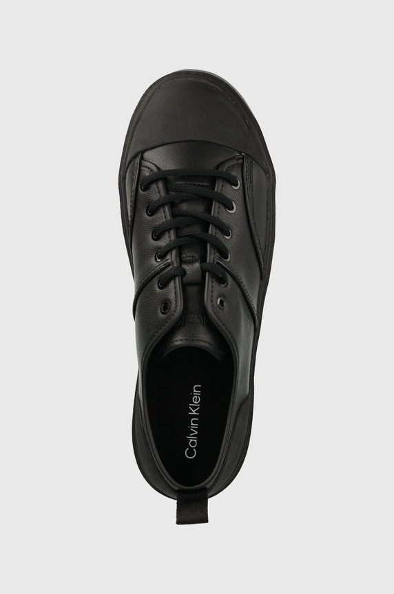 Calvin Klein sneakersy skórzane LOW TOP LACE UP LTH czarny HM0HM01045