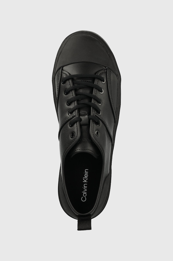 Calvin Klein sneakersy skórzane LOW TOP LACE UP LTH czarny HM0HM01045