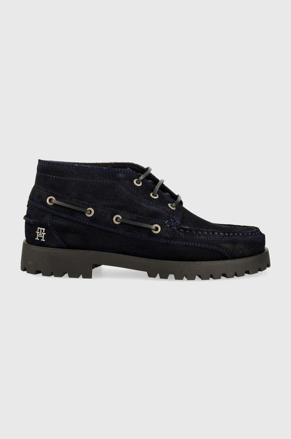 Cipele od brušene kože Tommy Hilfiger TH BOAT BOOT CLASSIC brušena koža mornarsko plava FM0FM04684