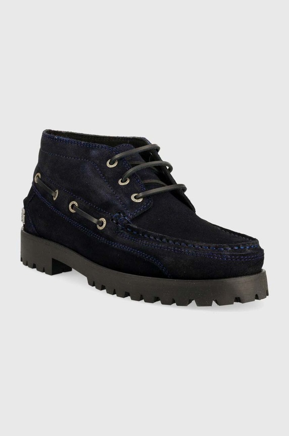 Cipele od brušene kože Tommy Hilfiger TH BOAT BOOT CLASSIC FM0FM04684 mornarsko plava AW23