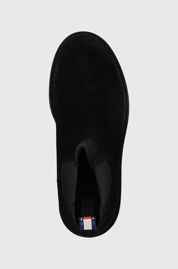 Tommy Jeans botine din piele intoarsa TJM CHELSEA HIGH BOOT negru EM0EM01205