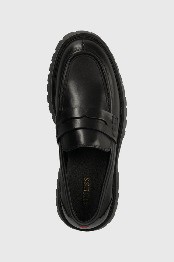 Guess mocasini de piele GORIZIA MOC negru FM8GOM.LEA12.BLACK