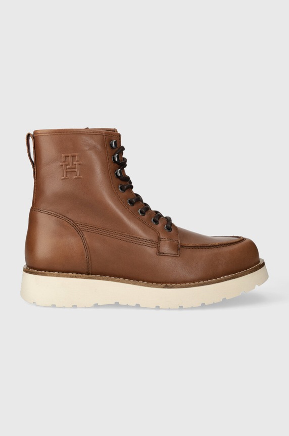 Tommy Hilfiger bőr cipő TH AMERICAN WARM LEATHER BOOT nappa bőr barna FM0FM04668