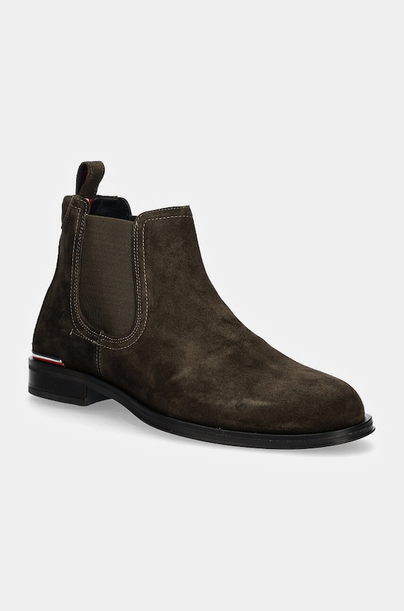 Semišové topánky chelsea Tommy Hilfiger CORE RWB HILFIGER SUEDE CHELSEA zelená FM0FM04757