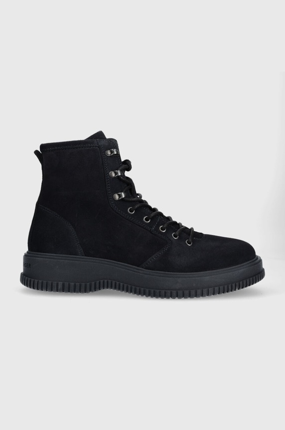 Tommy Hilfiger buty zamszowe TH EVERYDAY CLASS W SUEDE HOOKS skóra zamszowa granatowy FM0FM04762