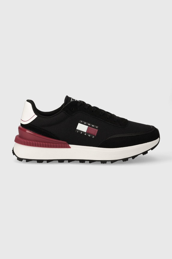 Tenisky Tommy Jeans TJM TECHNICAL RUNNER semišová kůže černá EM0EM01265