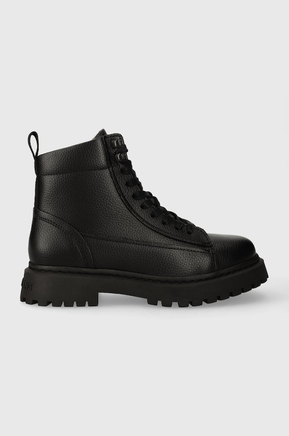 Kožne čizme Tommy Jeans TJM WARM LINING BOOT zrnata koža crna EM0EM01274