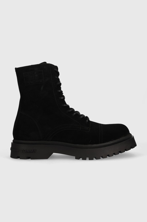 Tommy Jeans trapery zamszowe TJM CASUAL BOOT SUEDE skóra zamszowa czarny EM0EM01336