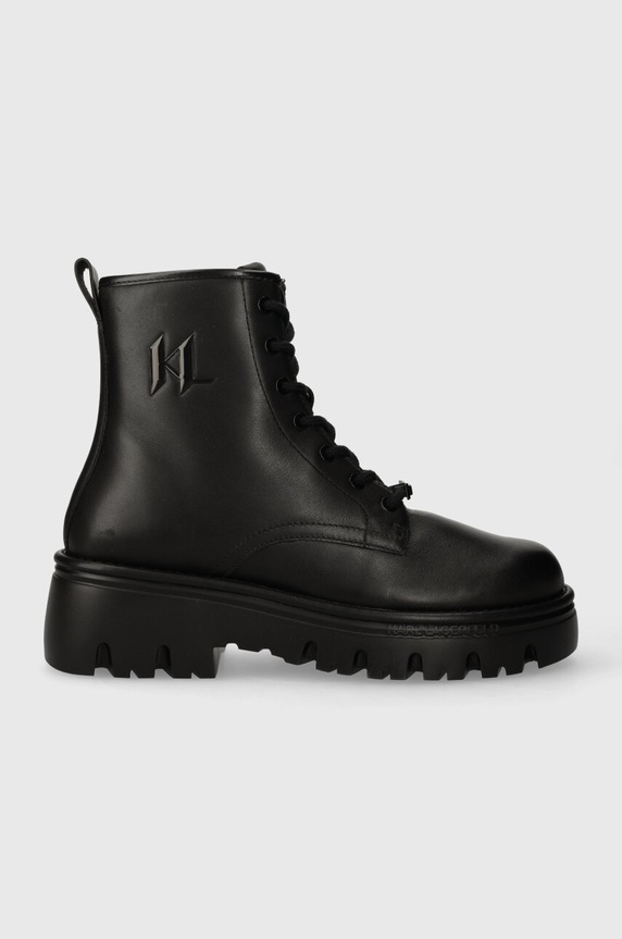 Kožené členkové topánky Karl Lagerfeld KOMBAT KC nezateplené čierna KL15350.000