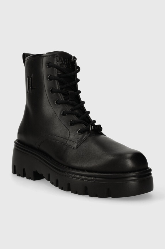 Kožené členkové topánky Karl Lagerfeld KOMBAT KC KL15350.000 čierna AW23
