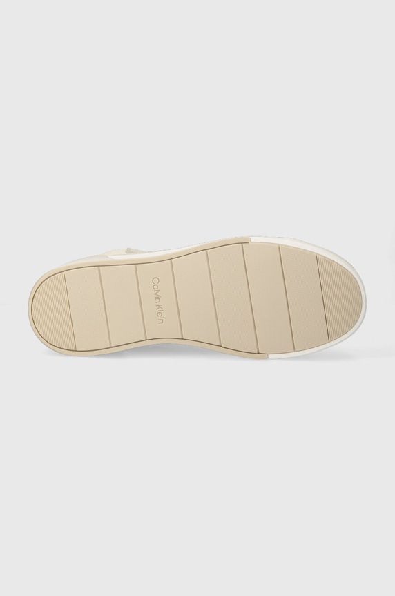 Kožené tenisky Calvin Klein HIGH TOP LACE UP INV STITCH HM0HM01164 béžová