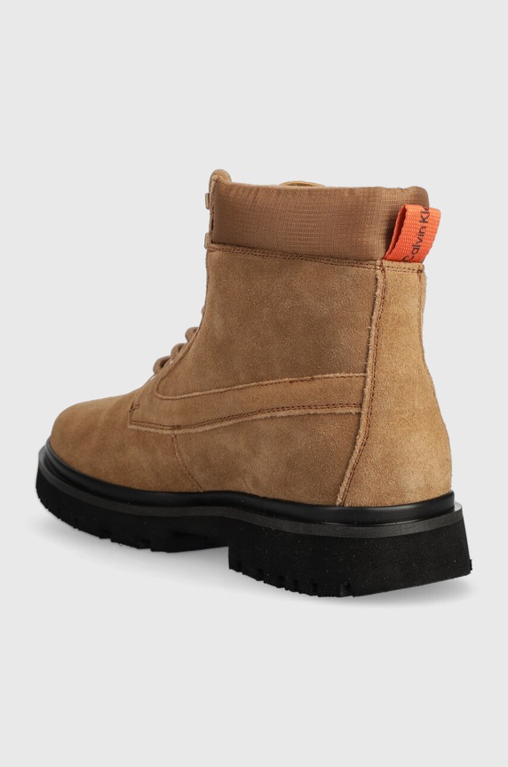 Cipők Calvin Klein Jeans bőr cipő EVA MID LACEUP BOOT SUEDE YM0YM00802 barna