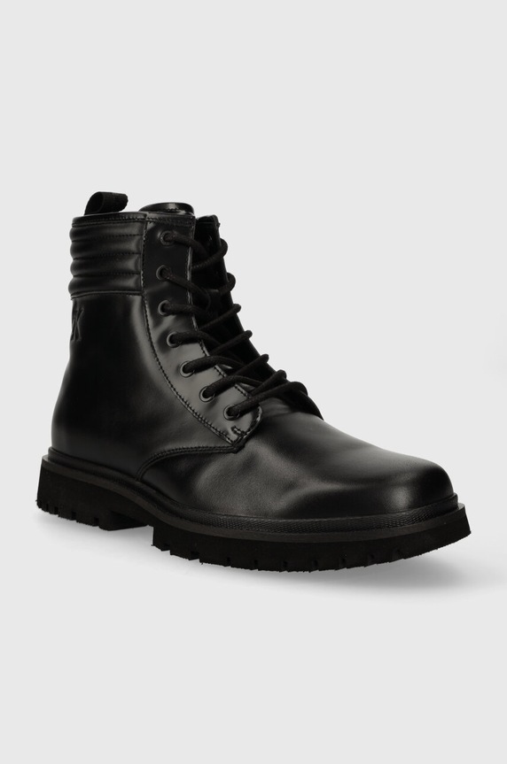 Calvin Klein Jeans trapery skórzane EVA MID LACEUP BOOT LTH YM0YM00837 czarny AW23