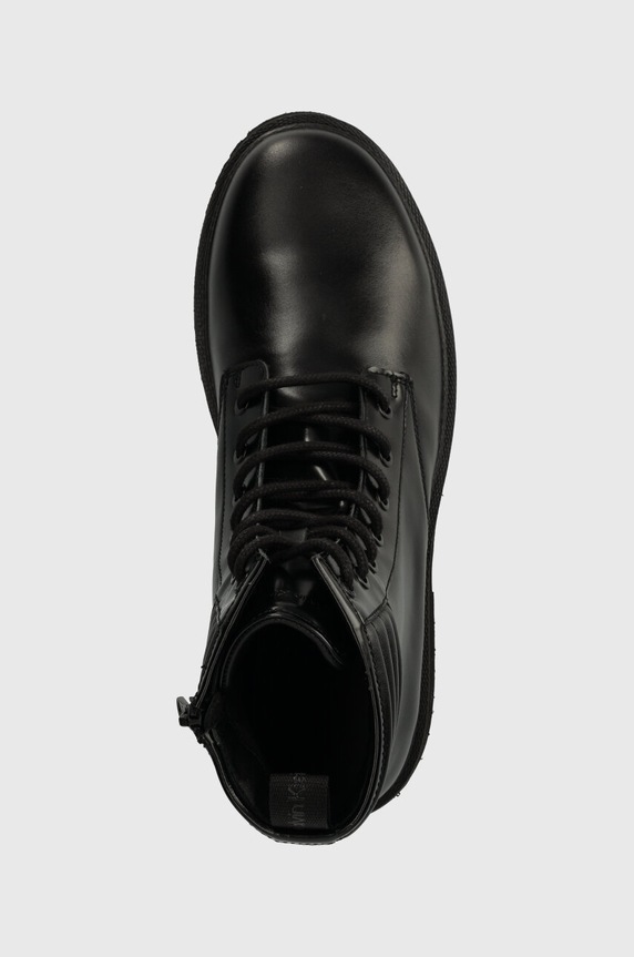 Calvin Klein Jeans trapery skórzane EVA MID LACEUP BOOT LTH czarny YM0YM00837