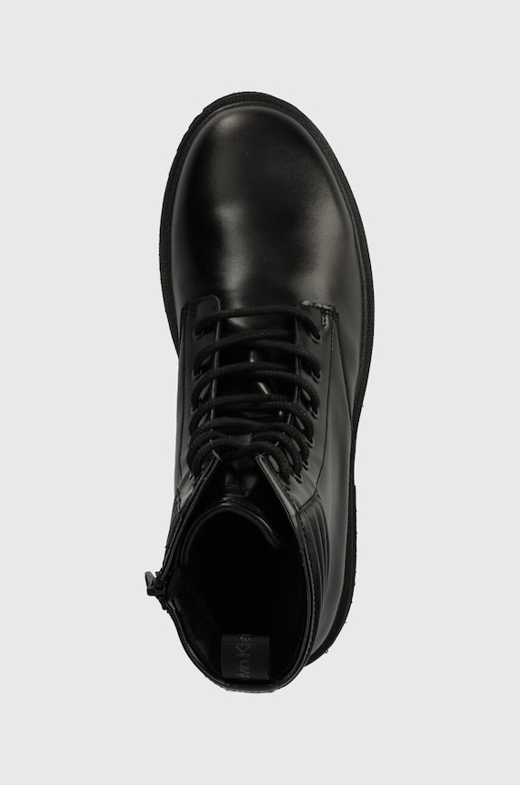 Calvin Klein Jeans trapery skórzane EVA MID LACEUP BOOT LTH czarny YM0YM00837
