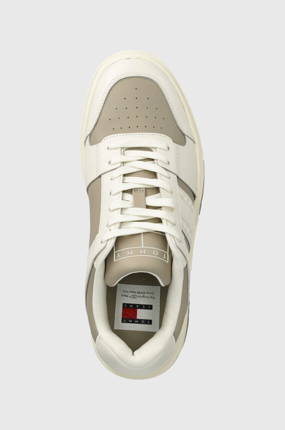 Tommy Jeans sneakersy skórzane TJM LEATHER CUPSOLE 2.0 beżowy EM0EM01283