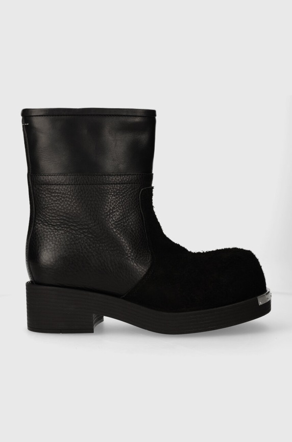 MM6 Maison Margiela leather shoes Ankle Boot grain leather black S66WU0109