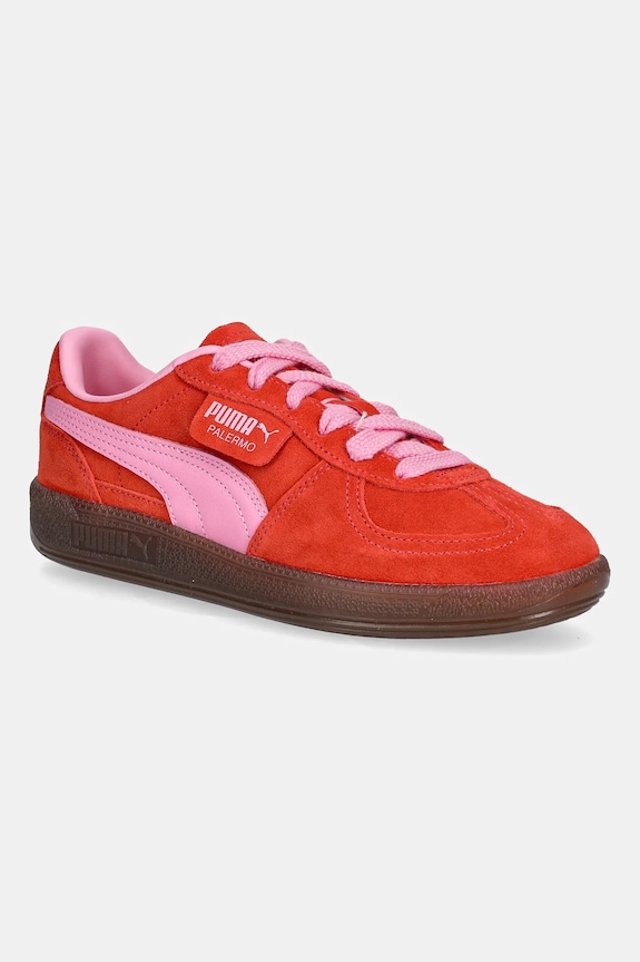 Puma Palermo sneakers din piele întoarsă plată rosu 396463