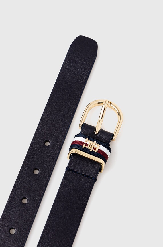 Kožený opasok Tommy Hilfiger AW0AW14940 tmavomodrá AW23