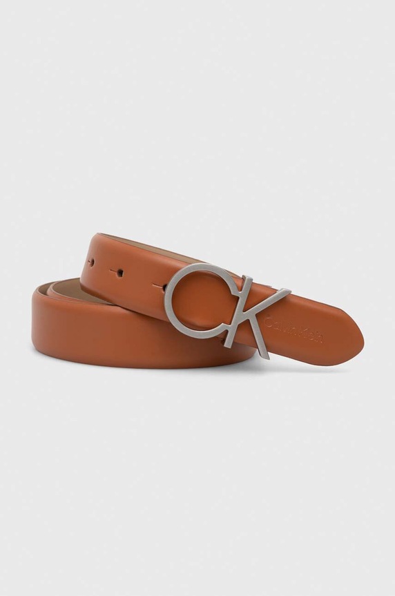 Kožený pásek Calvin Klein hnědá K60K610157