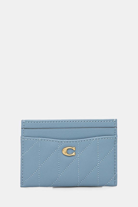Kožené pouzdro na karty Coach Essential Card Case obal na karty modrá CM434