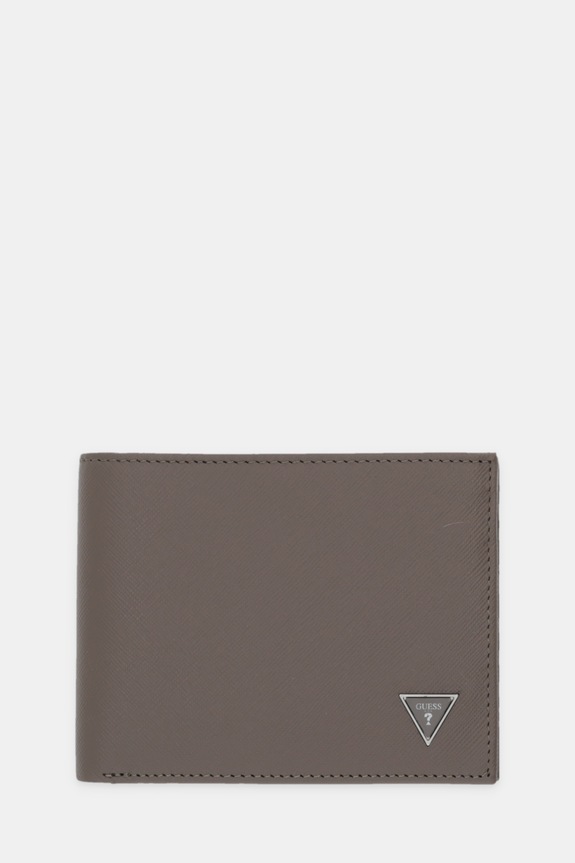 Δερμάτινο πορτοφόλι Guess λείο δέρμα καφέ SMCSLE.LEA20