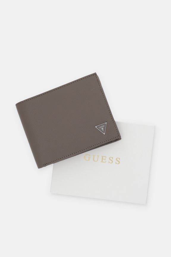 Δερμάτινο πορτοφόλι Guess SMCSLE.LEA20 καφέ