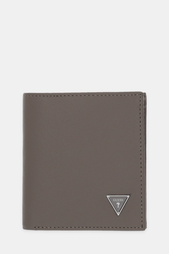 Δερμάτινο πορτοφόλι Guess λείο δέρμα καφέ SMCSLE.LEA22