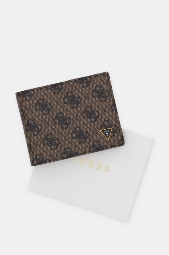 Δερμάτινο πορτοφόλι Guess VEZZOLA SMVELE.LEA20 καφέ