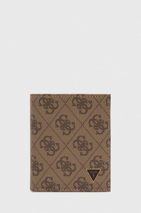 Δερμάτινο πορτοφόλι Guess λείο δέρμα μπεζ SMVELE.LEA22