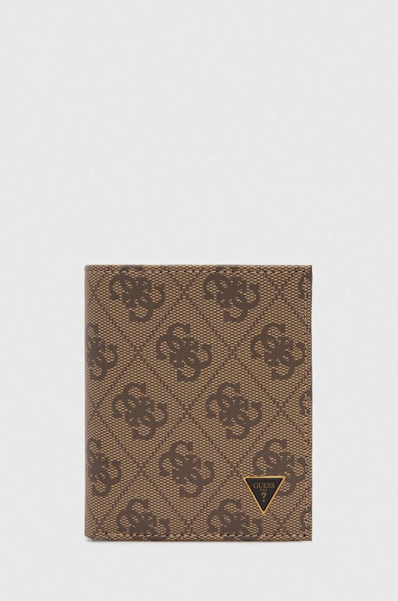 Δερμάτινο πορτοφόλι Guess λείο δέρμα μπεζ SMVELE.LEA22