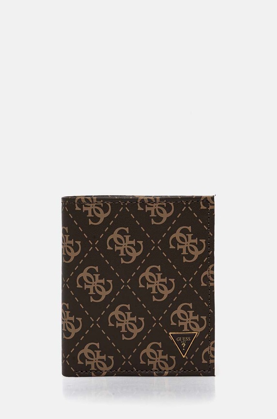 Кожен портфейл Guess гладка кожа кафяв SMVELE.LEA22
