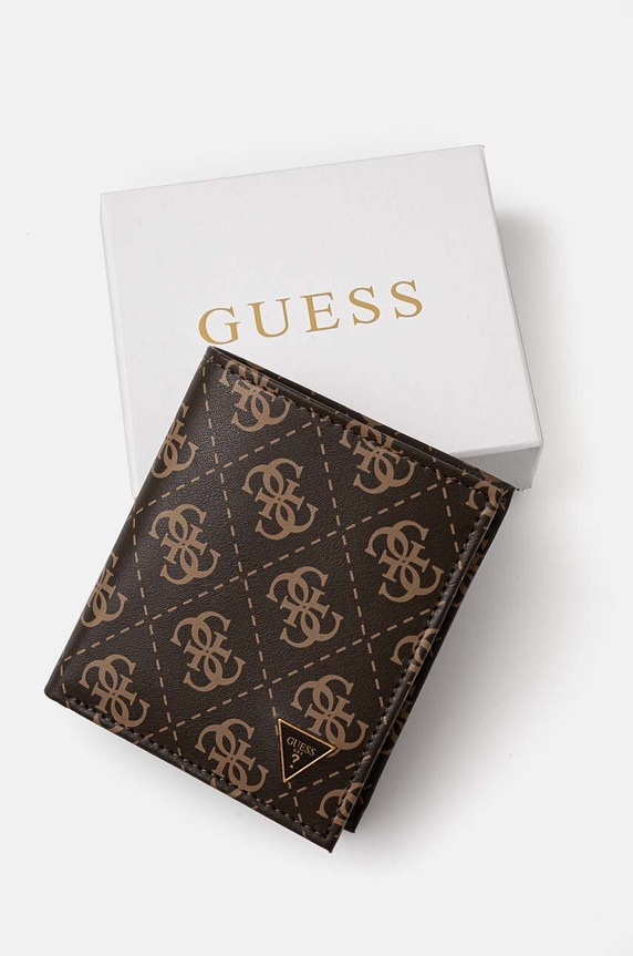 Кожен портфейл Guess кафяв SMVELE.LEA22