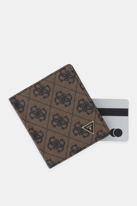 Δερμάτινο πορτοφόλι Guess καφέ SMVELE.LEA22