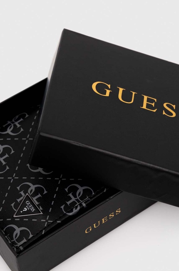 Δερμάτινο πορτοφόλι Guess SMVELE.LEA22 μαύρο