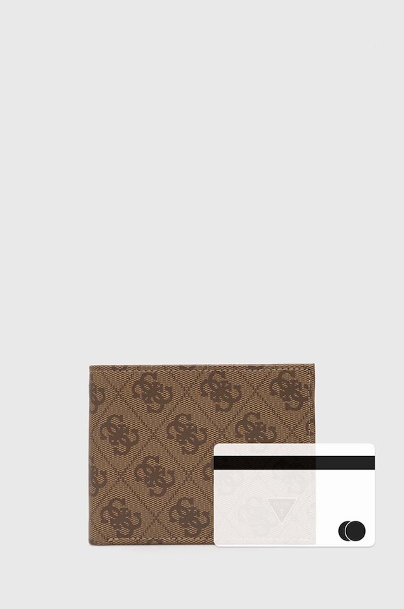 Δερμάτινο πορτοφόλι Guess VEZZOLA μπεζ SMVELE.LEA24