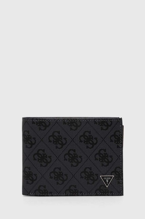 Δερμάτινο πορτοφόλι Guess λείο δέρμα γκρί SMVELE.LEA24