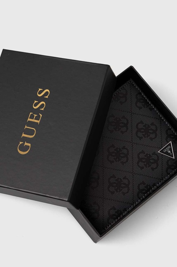 Δερμάτινο πορτοφόλι Guess γκρί SMVELE.LEA24