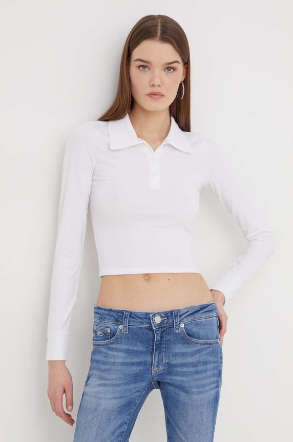 Tričko s dlouhým rukávem Hollister Co. slim bílá KI339.3366.100