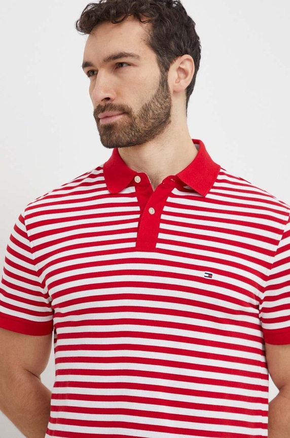 Tommy Hilfiger polo z elastanem czerwony MW0MW17770