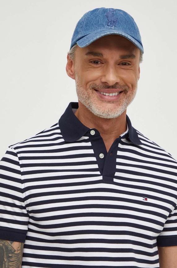 Polo tričko Tommy Hilfiger hladký námořnická modř MW0MW17770