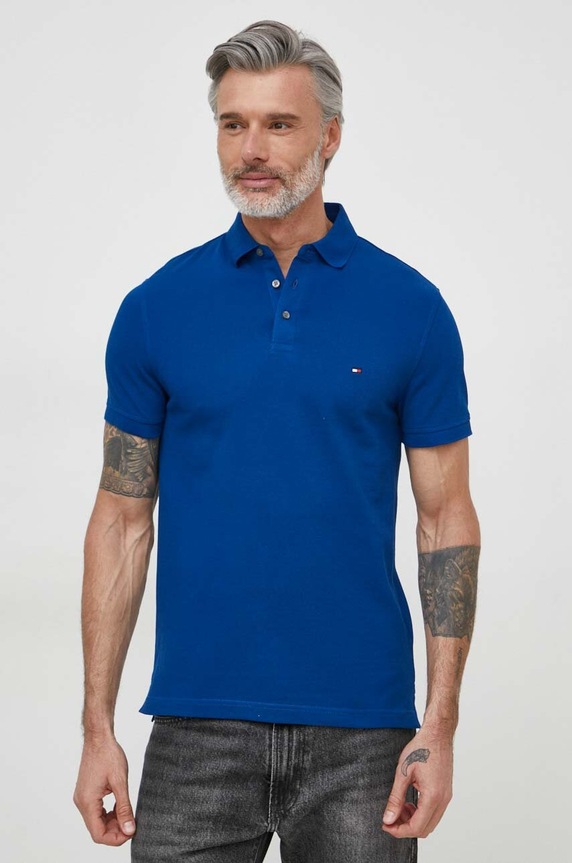 Tommy Hilfiger polo z elastanem niebieski MW0MW17771