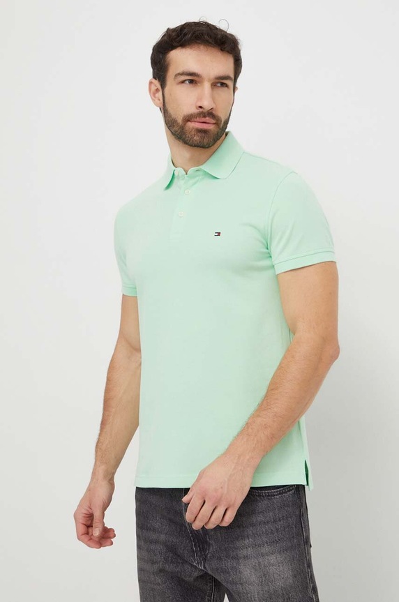 Tommy Hilfiger polo z elastanem zielony MW0MW17771