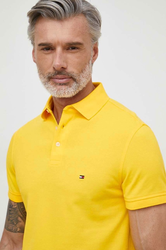 Πόλο Tommy Hilfiger slim κίτρινο MW0MW17771