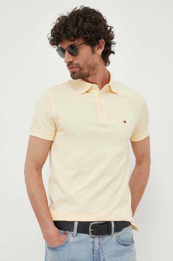 Tommy Hilfiger poló sima sárga MW0MW17771