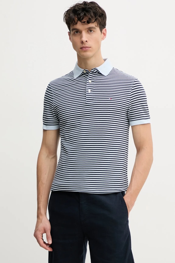 Tommy Hilfiger kardigán gyapjú keverékből sima kék MW0MW17771
