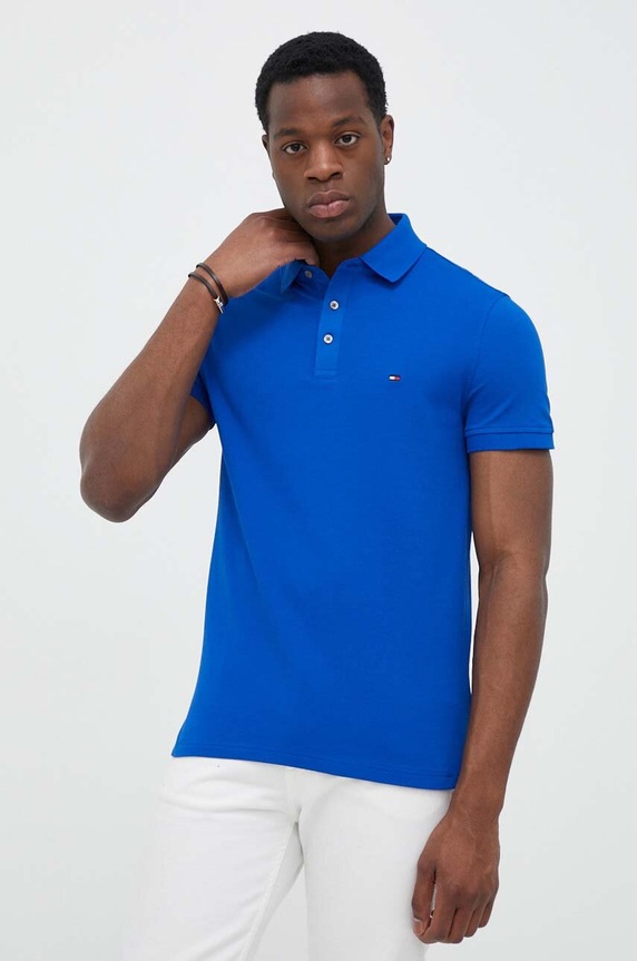 Tommy Hilfiger poló sima kék MW0MW17771