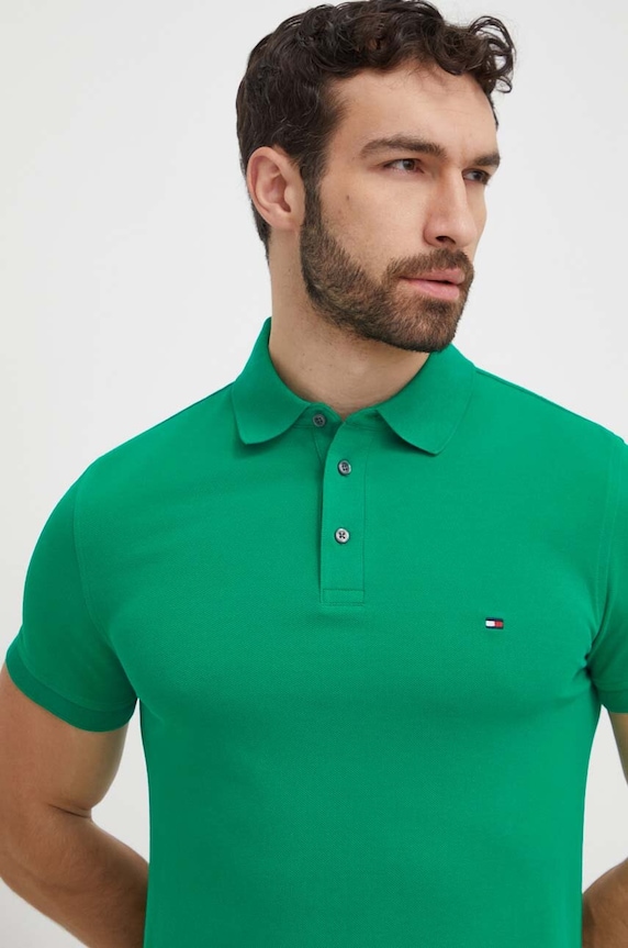 Tommy Hilfiger polo z elastanem zielony MW0MW17771